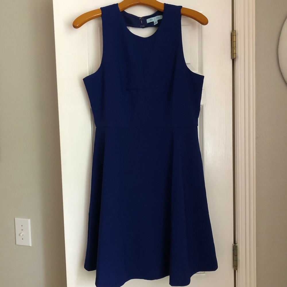 Royal blue dress fit and flare dress